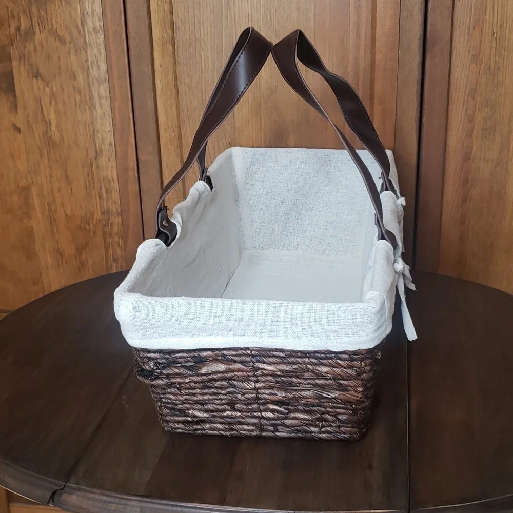 Wicker Basket with Liner and Handles